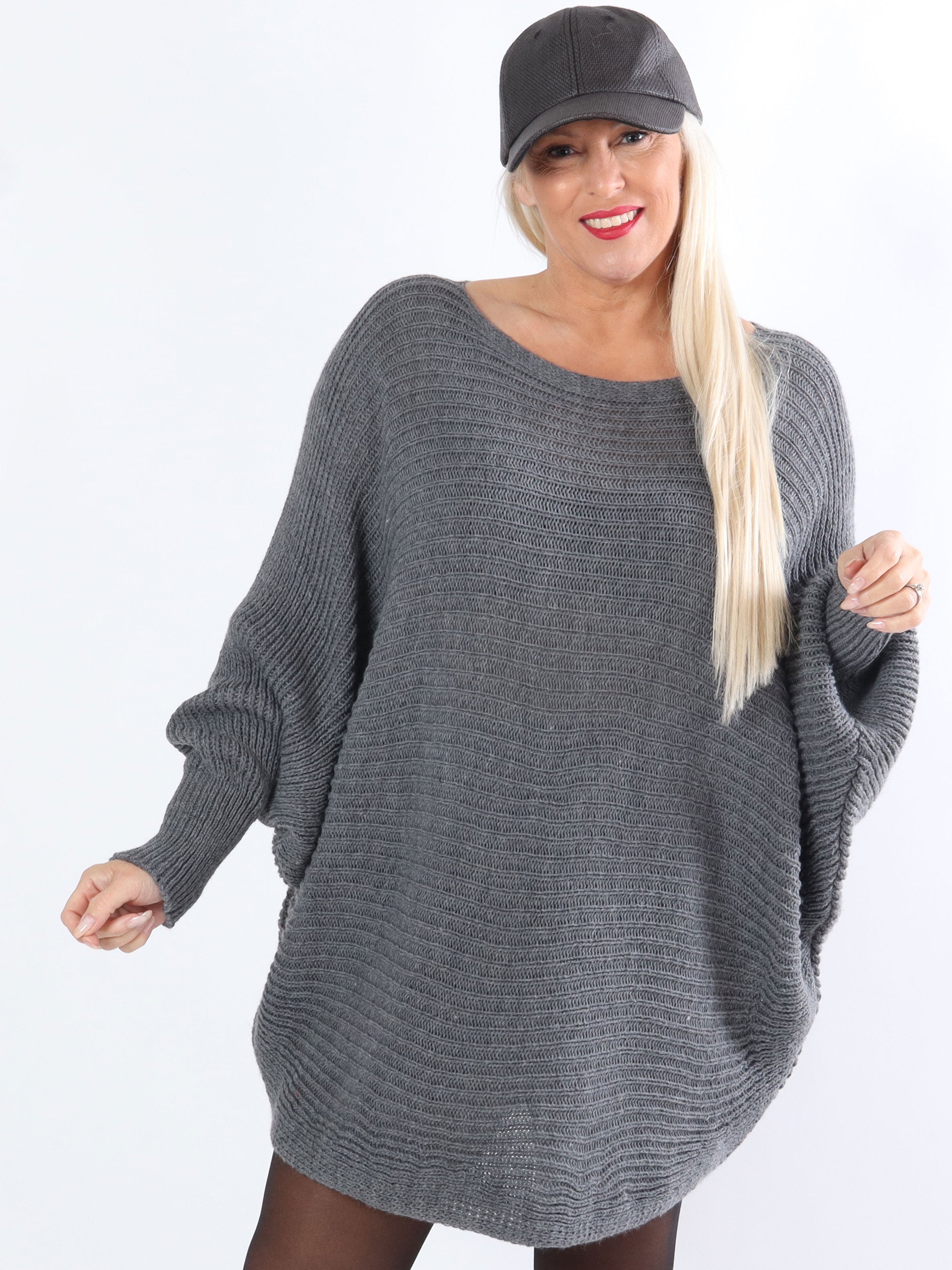 Gabbi - Plus size strik med flagermusærmer